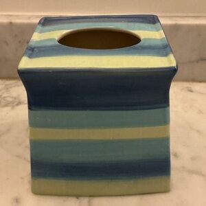 Ceramic Hand Painted Horizon Blue Tissue Box Holder